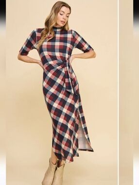If She Loves Anastasia Checkered Dress Midi Like New Sz Small
